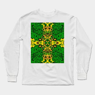 Miniature Aussie Tangle 13 Pattern in Green and Gold Long Sleeve T-Shirt